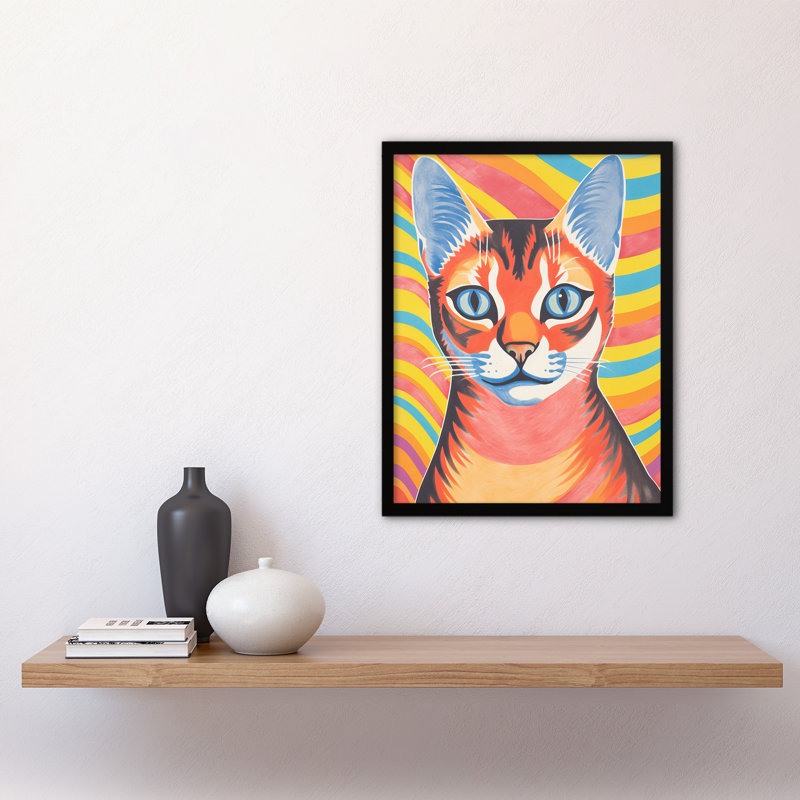 Ginger Cat Bold Vibrant 1 Piece Single Picture Frame Wall Art