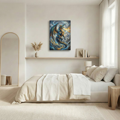 Art mural sur toile Gallery Wrap pour le salon, la chambre à coucher, le bureau ou le vestibule - décoration murale décorative avec feu de dragon