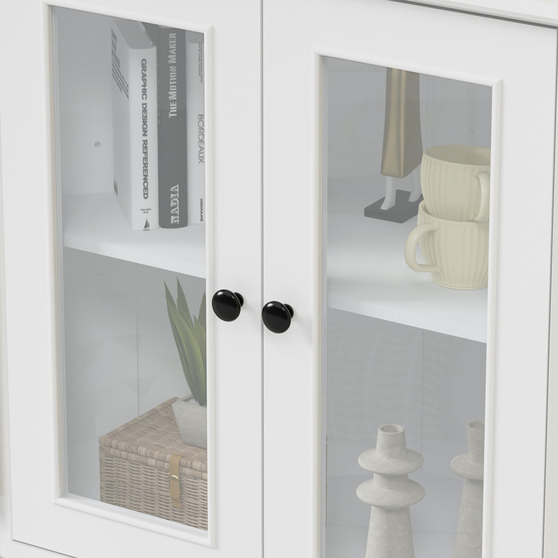 Armoire d'appoint 53,1 '', armoire d'angle avec porte vitrée, Blanc