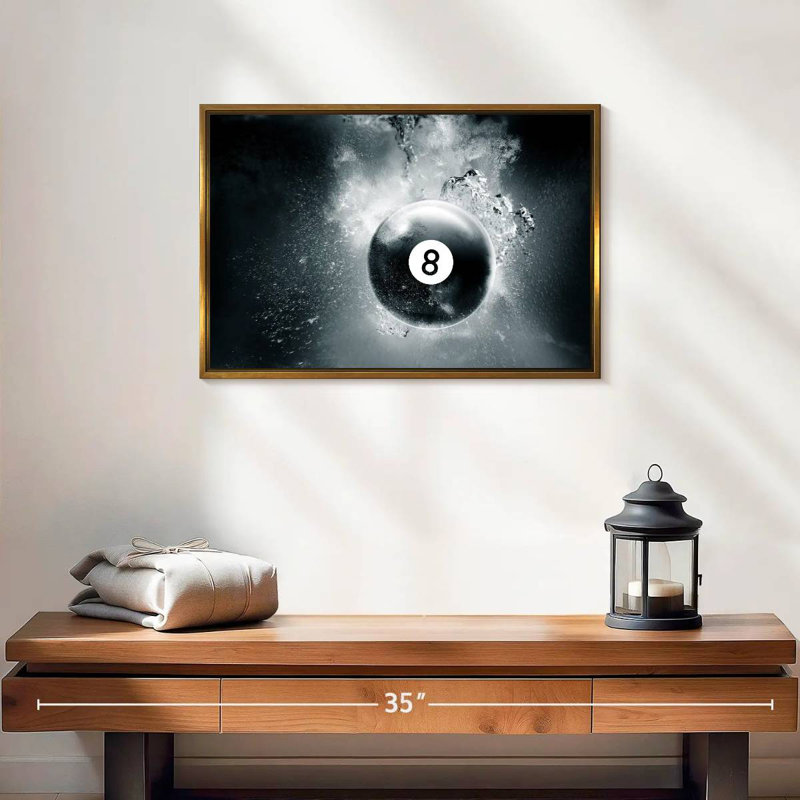 Goutte d'eau à huit boules, 19 po x 13 po, Cadre flottant doré