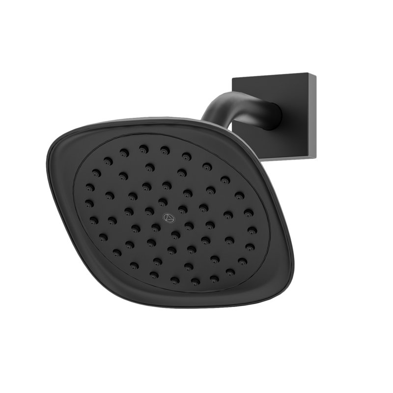 Pomme de douche murale fixe à jet simple 6,68 pouces Verity 2,0 gallons par minute, Noir mat