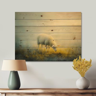 Portrait de mouton Smokey Dream II - Art mural en bois de mouton - sur bois de pin naturel