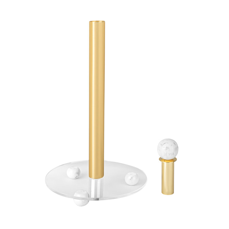 Paper Towel Holder With Ball Legs And Knob - 14.6"H, Gold/Marble