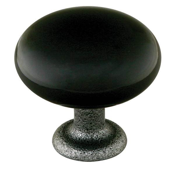 Madison Oversized 1 1/4" Diameter Mushroom Knob, 1.25" H x 1.25" W x 1.25" D, Black/Satin Steel