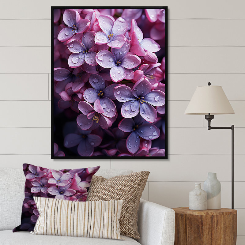 «Flowers Whispering Lilacs» sur impression sur toile, Cadre flottant noir, H 40 po x l 30 po x P 1,5 po