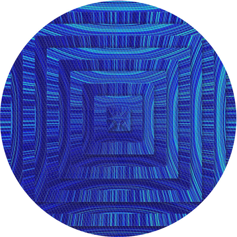Tapis géométrique bleu royal, Rond 5 pi