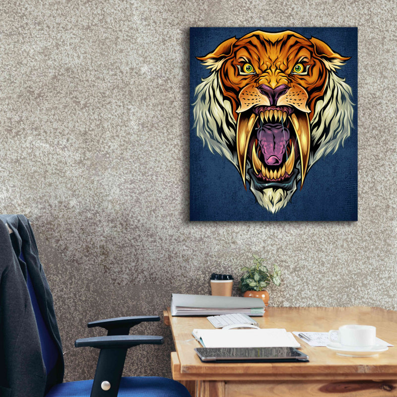 Daylen " Sabertooth Tiger Mascot ", 30" H x 26" W x 1.5" D