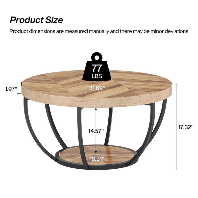 Floor Shelf Coffee Table, Beige, Black