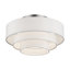 Très grand semi-encastré 4 lumières bronze avec abat-jour en tissu blanc cassé fabriqué à la main-672164011