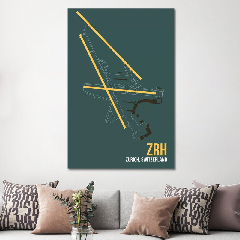 ZRH Diagram, Zurich - Wrapped Canvas Print, 152.5 cm H x 101.5 cm W
