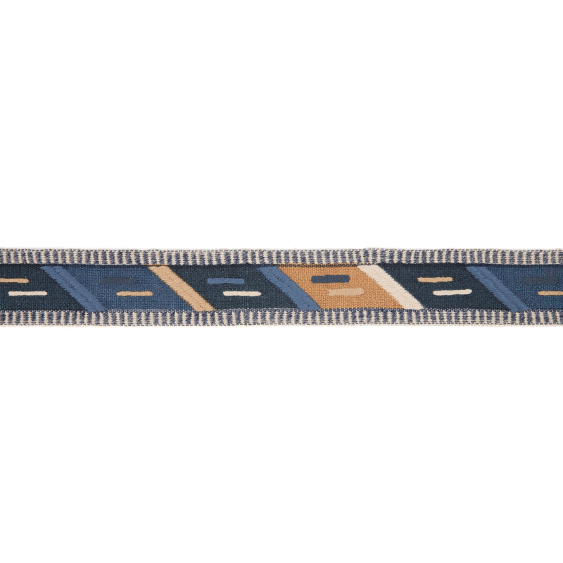 Merkato Abbe Tape Fabric, Camel/Blue