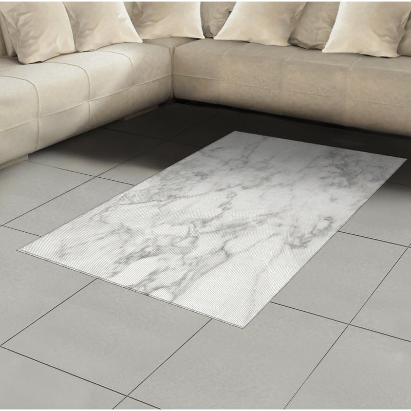 Tapis décoratif à longues fibres en polyester à haute densité de marbre, Rectangle— 4 pi x 5 pi 8 po