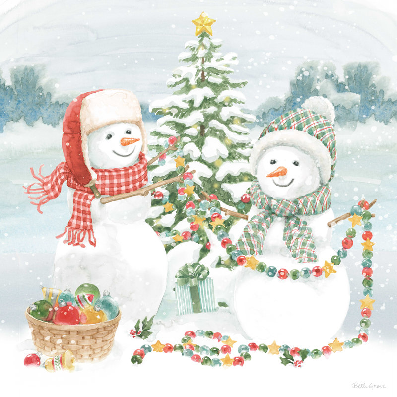 Snow Day II - peinture sur toile tendue, H 12 po x l 12 po x P 1,25 po