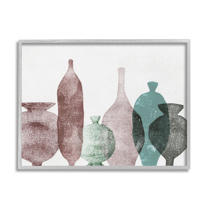 «Vase neutre brun et vert encadré sur bois» par Pernille Folcarelli, impression, H 30 po x l 24 po x P 1,5 po