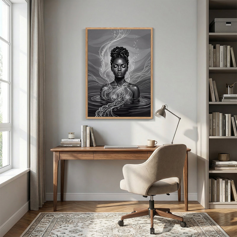 Art mural sur toile noir et blanc avec motifs de lignes blanches, 36"H x 24"W