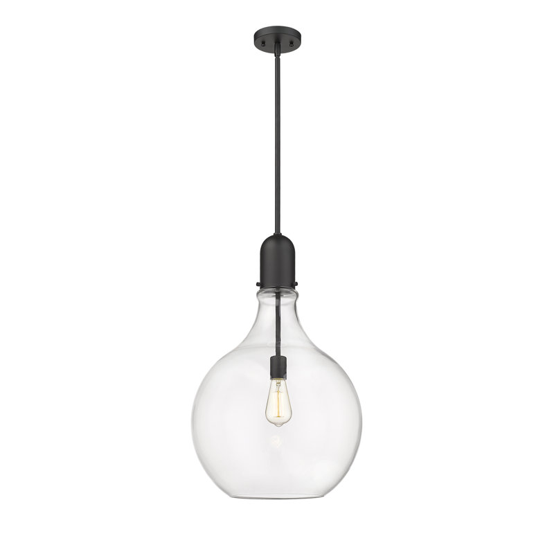 1 - Light Single Pendant, 57.75" H x 15.75" W x 15.75" D, Clear, Matte Black