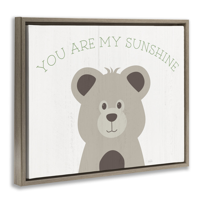 «My Sunshine Sourire Bear», art mural encadré par Natalie Carpentieri, Cadre flottant orme Montalcino, H 17 po x l 21 po