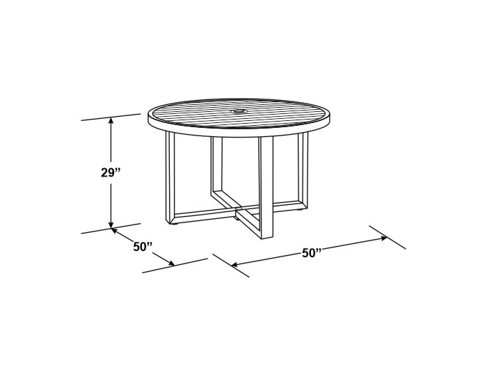 Redondo Outdoor Round Dining Table, 29'' H x 50" W x 60'' L
