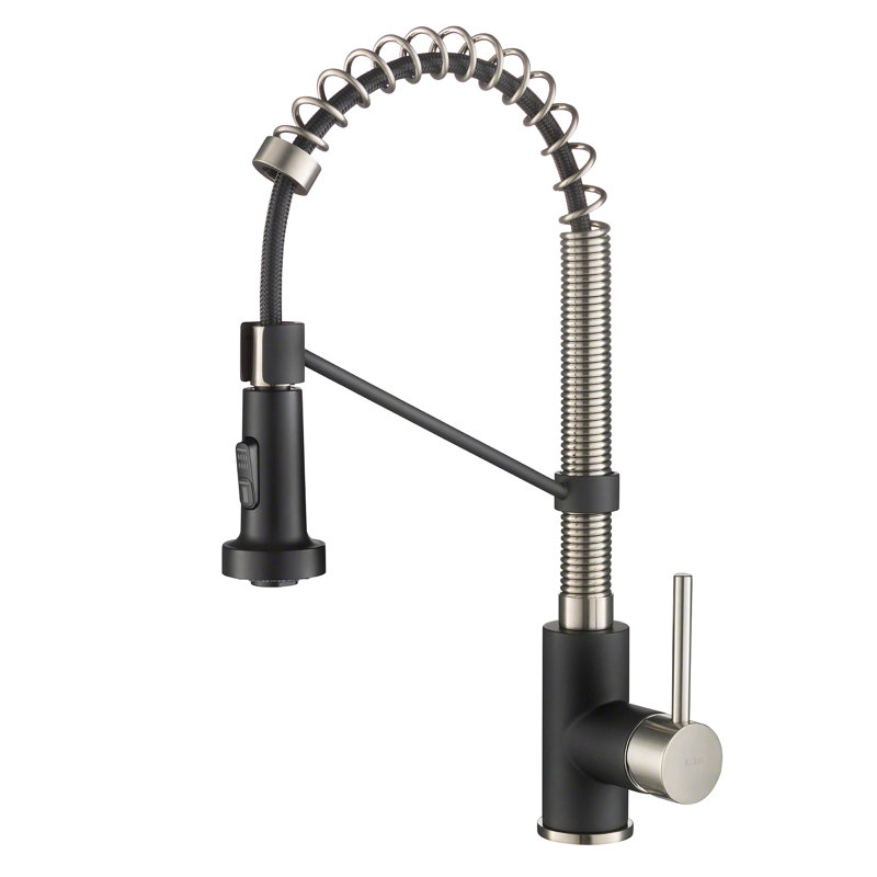 KRAUS Bolden Commercial Style 2-Function Single Handle Pull Down Kitchen Faucet, Matte Black