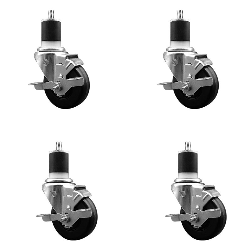 Ensemble de roulettes extensibles pivotantes avec frein Phenolique SCC TLB 3-1 / 2 po x 1-7 / 8 po