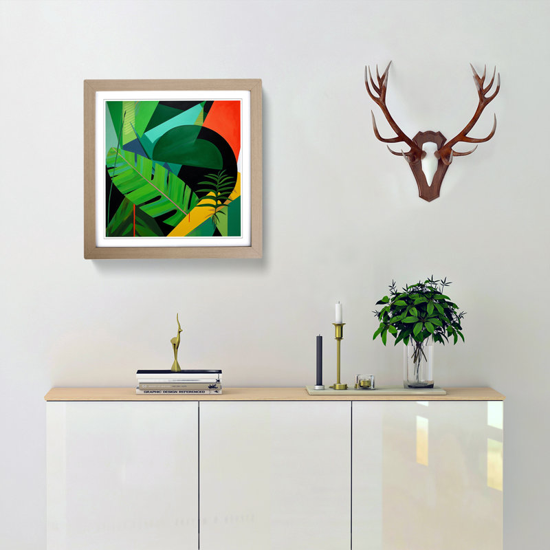 Tropical Leaf Suprematism No.5 - Framed Print, Oak