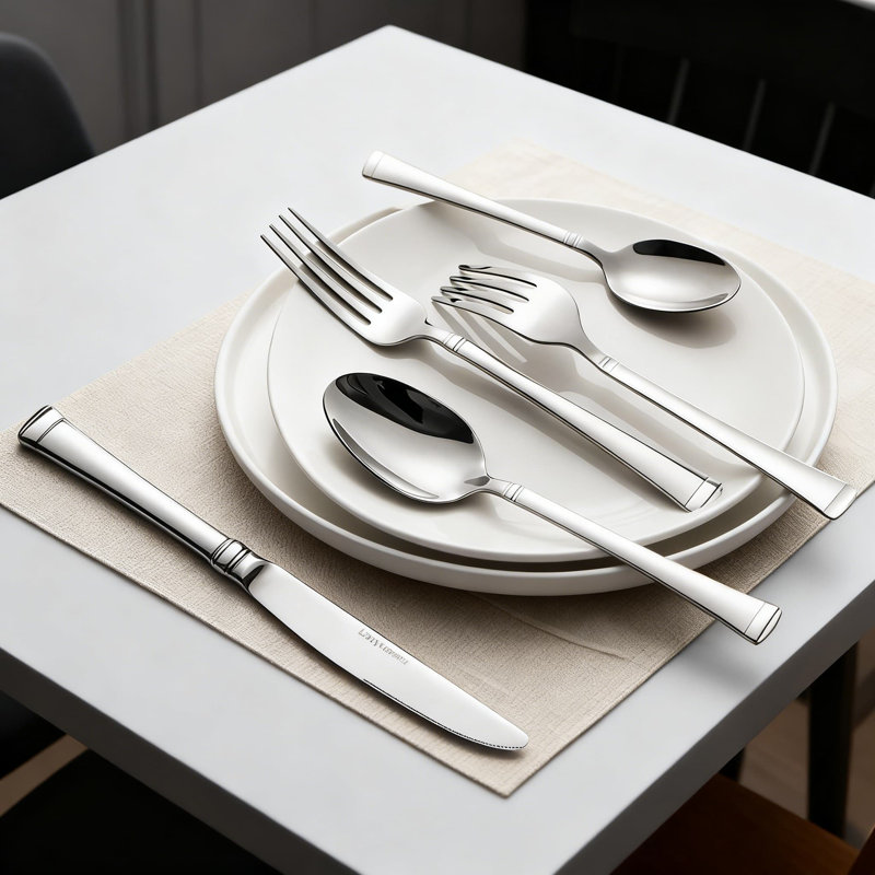 Ensemble de couverts 65 pièces en acier inoxydable 65 pièces pour 12 couverts 18/10 avec ustensiles de service, finition polie miroir pour les repas quotidiens et formels