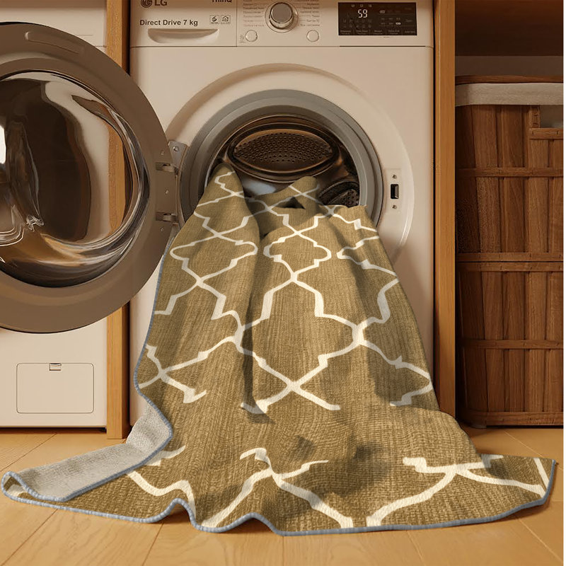 Tapis brun treillis lavable à la machine, Tapis de couloir 2 pi x 4 pi