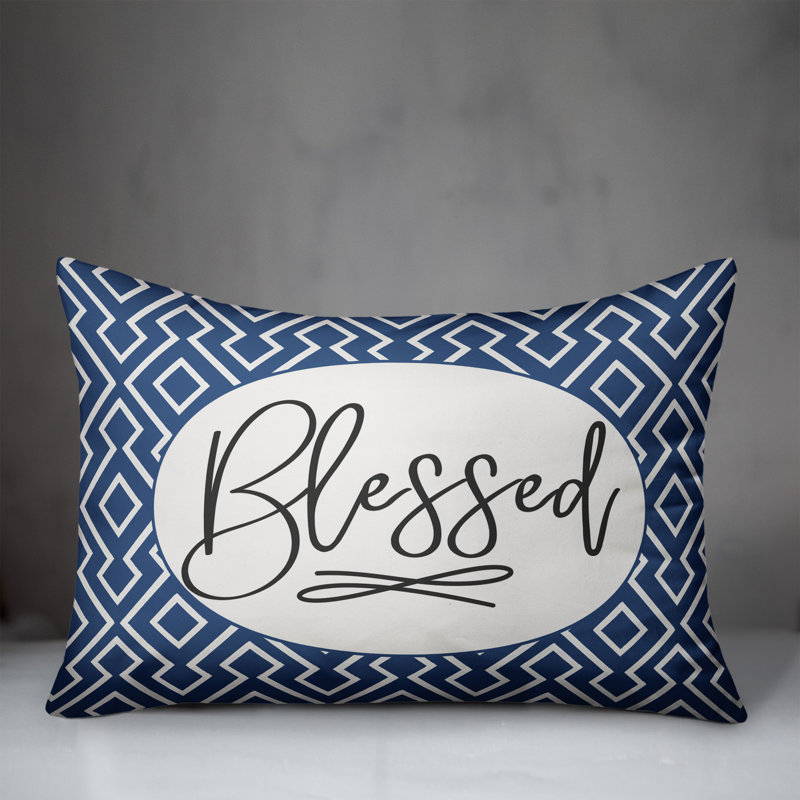 Housse de coussin rectangulaire et insert Blessed, Bleu