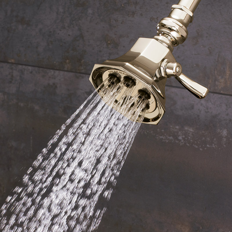 6 Jet Multi Function Adjustable Shower Head, Polished Brass, 2.5 GPM