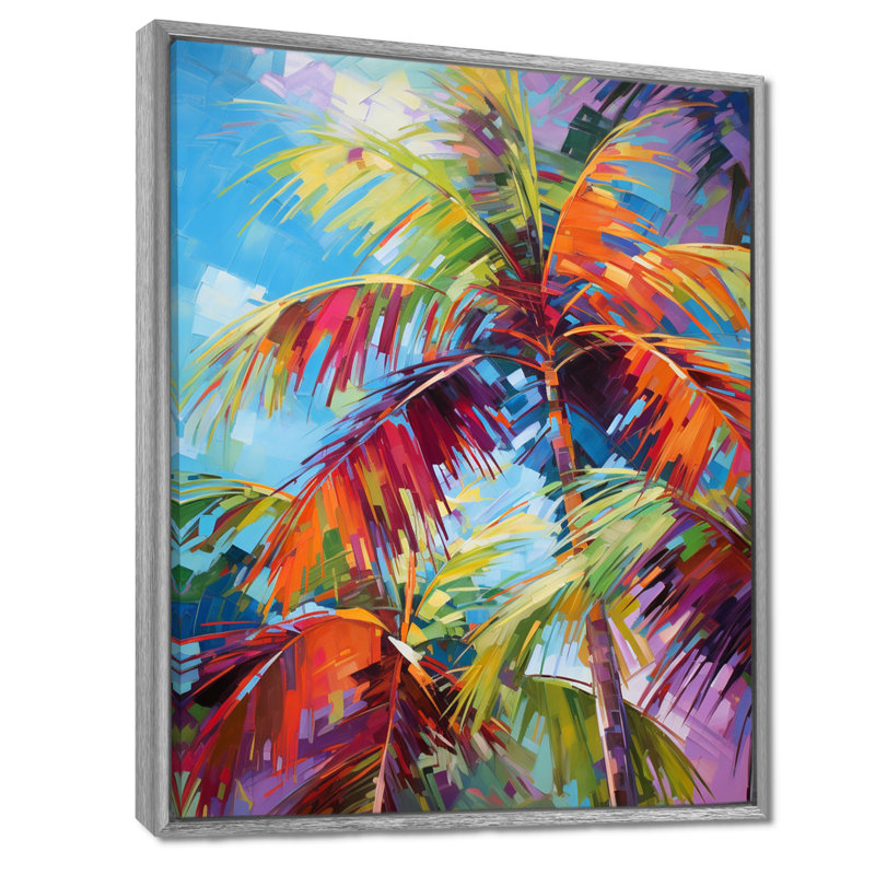 Millart Popart Palm Trees II - Palmiers et palmiers, reproduction d'art encadrée, H 40 po x l 30 po, Argent argent