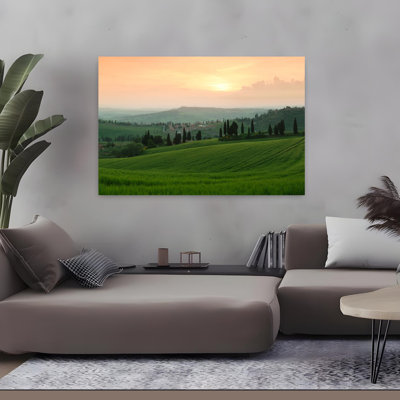 Arbres sur une colline Monticchiello Di Pienza Val D'orcia, province de Sienne, Toscane, Italie, paysage contemporain abstrait, art naturel