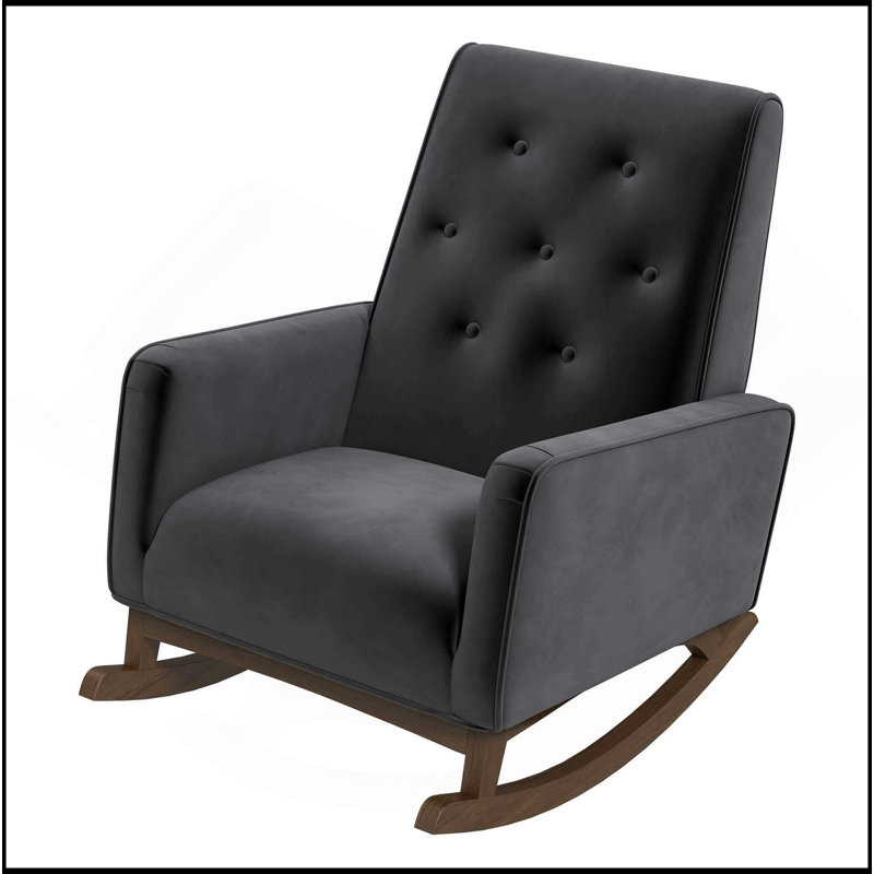 Chaise berçante en bois massif gris foncé