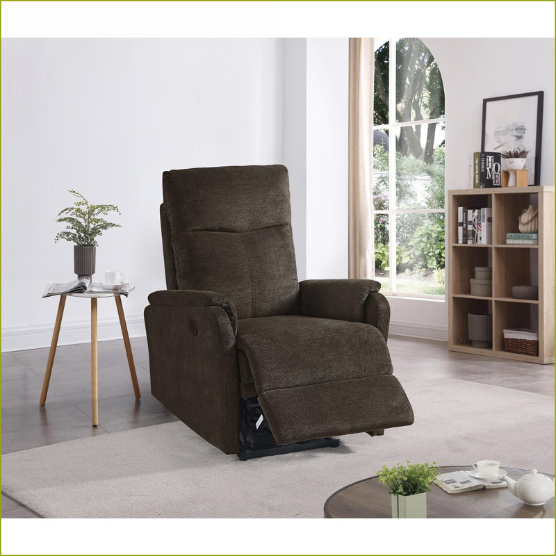 Recliners Power Recliner with Easy Control, USB Ports, Compact Size for Small Spaces | Dark Brown Fabric, Brown