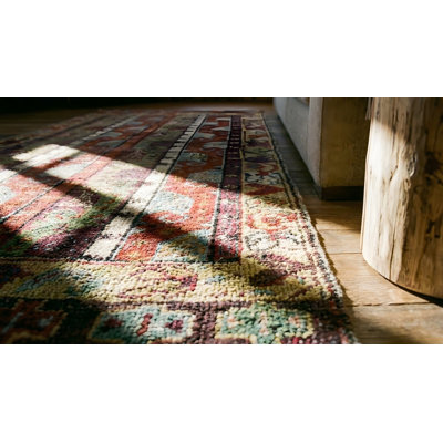 Antique Yastik Turkish Geometric Knotted Rug