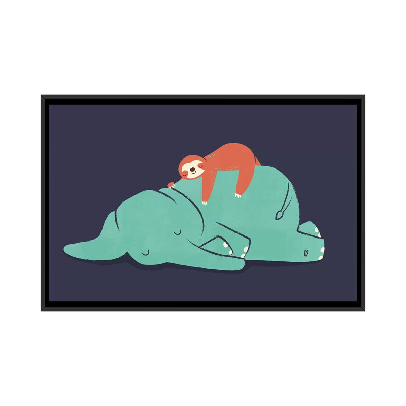 " Snooze " by Jay Fleck, 18" H x 26" W x 1.5" D, Black Framed Canvas, No Mat