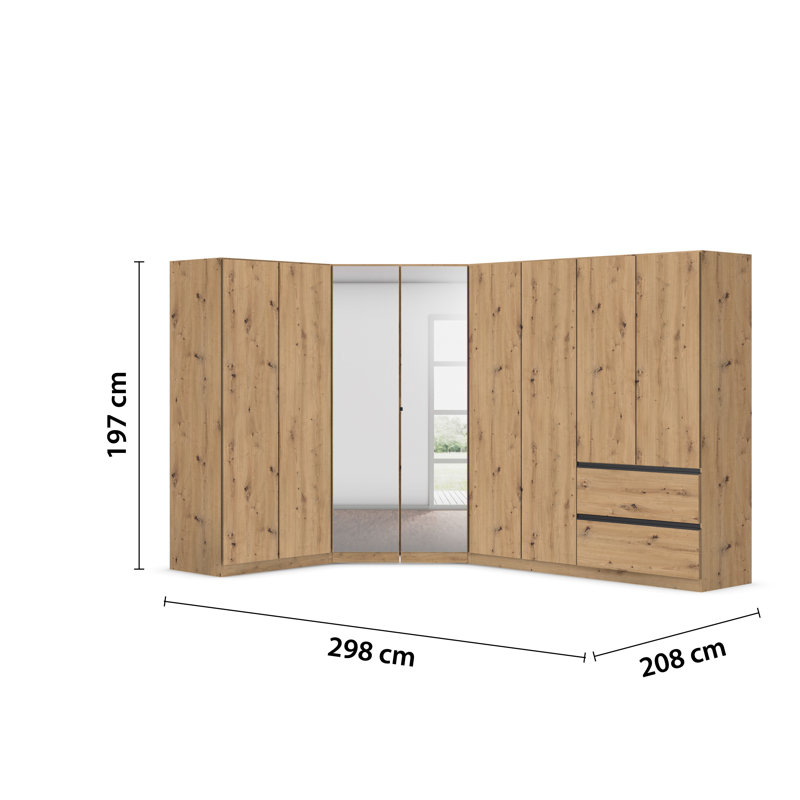 Wardrobe wardrobe set COSTA handle-less front, push-to-open, Artisan Oak/Metallic Grey