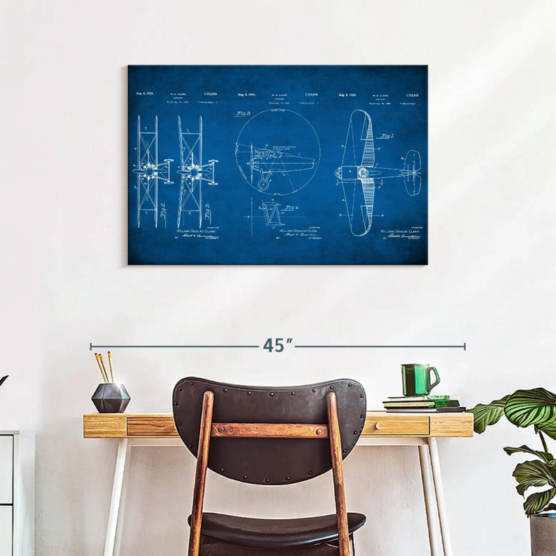 Impression de plans d'aviation, impression sur toile, H 24 po x l 36 po x P 1,25 po
