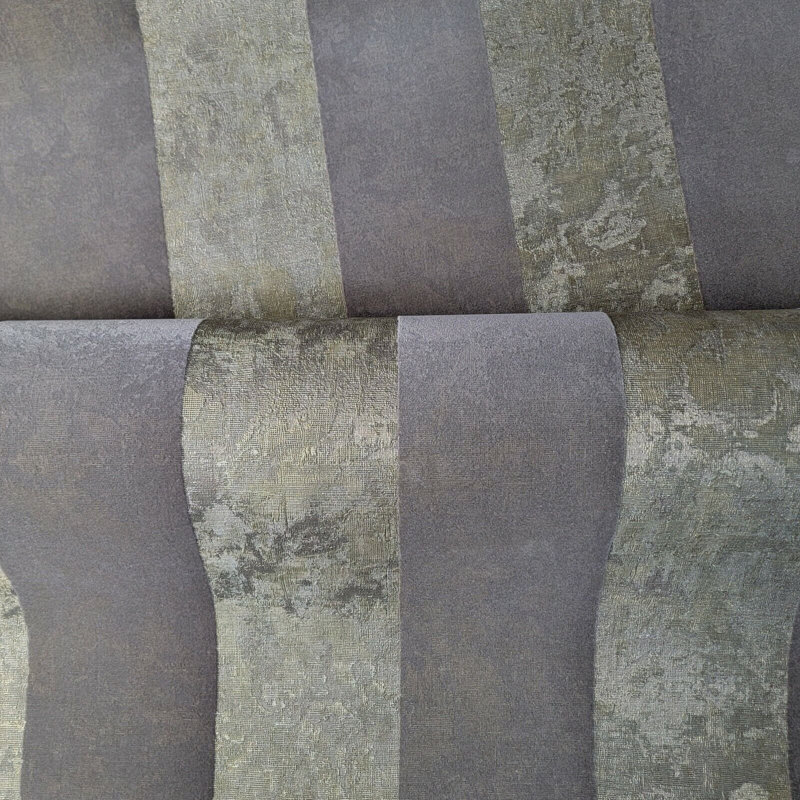 Sunjay rayé texturé or gris velours métallique flocage papier peint 3D