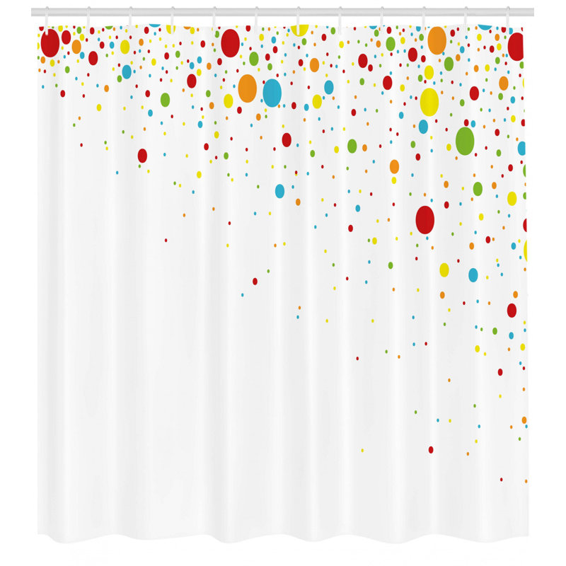 Polka Dots Shower Curtain with Hooks Included, 75" H x 69" W