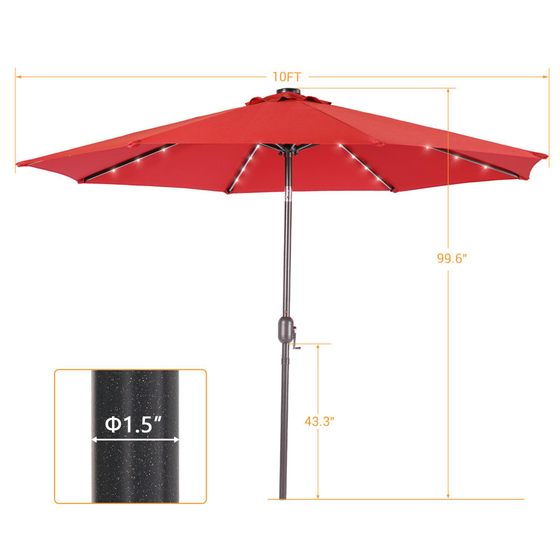 Parasol de marché pour terrasse 10 pi, Rouge