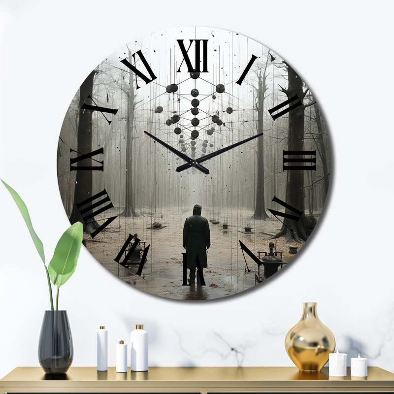 Mystère forêt sombre - horloge murale paysage abstrait, Très grand