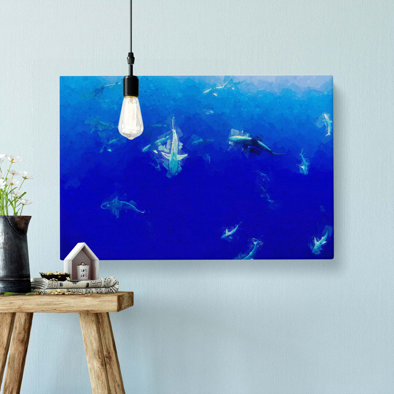 Oahu Sharks In Abstract - Wrapped Canvas, 60cm H x 91cm W x 3cm D
