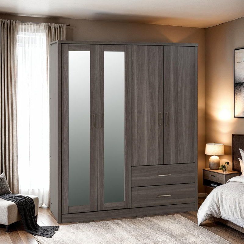 Langley Lisbon 4 Door Wardrobe, Black