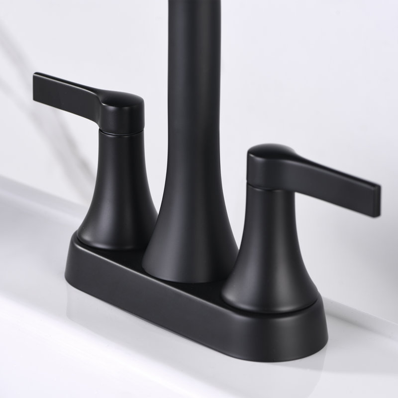 4 in. Centerset 2-Handle Bathroom Faucet with Pop-Up Drain, Matte Black