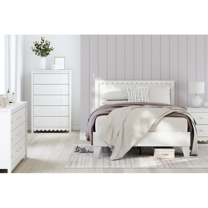 White Matte 5-Drawer Transitional Tall Dresser