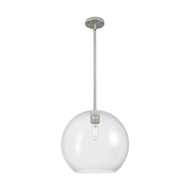 Kehlani - Luminaire suspendu suspendu tourbillon 1 lumière Athens, H 11,75 po x l 11,75 po x P 11,75 po, Clair, Nickel satiné