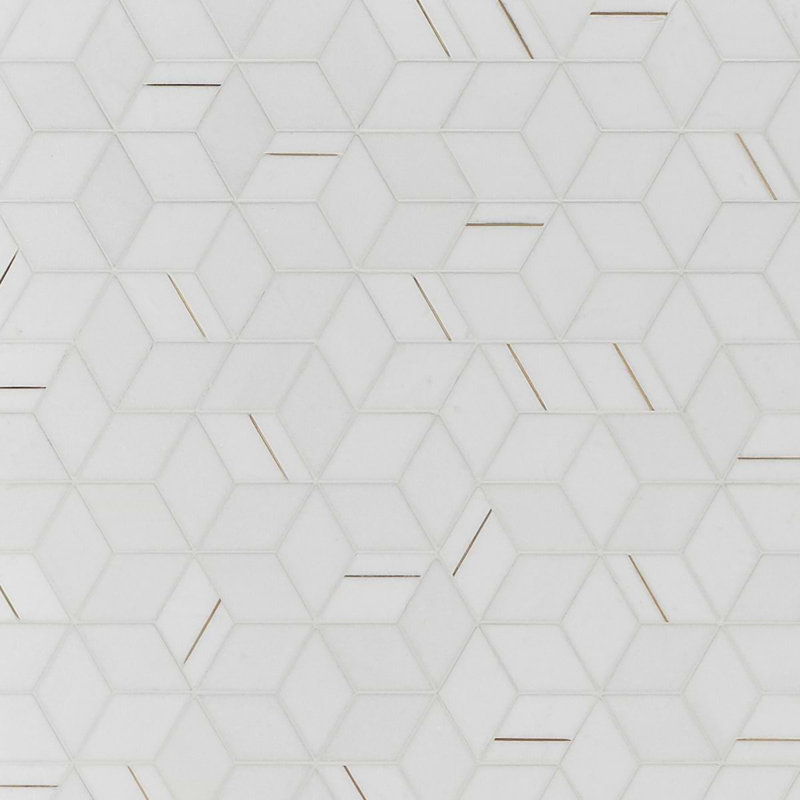 Morgana Polished Marble And Brass Mosaic, Thassos