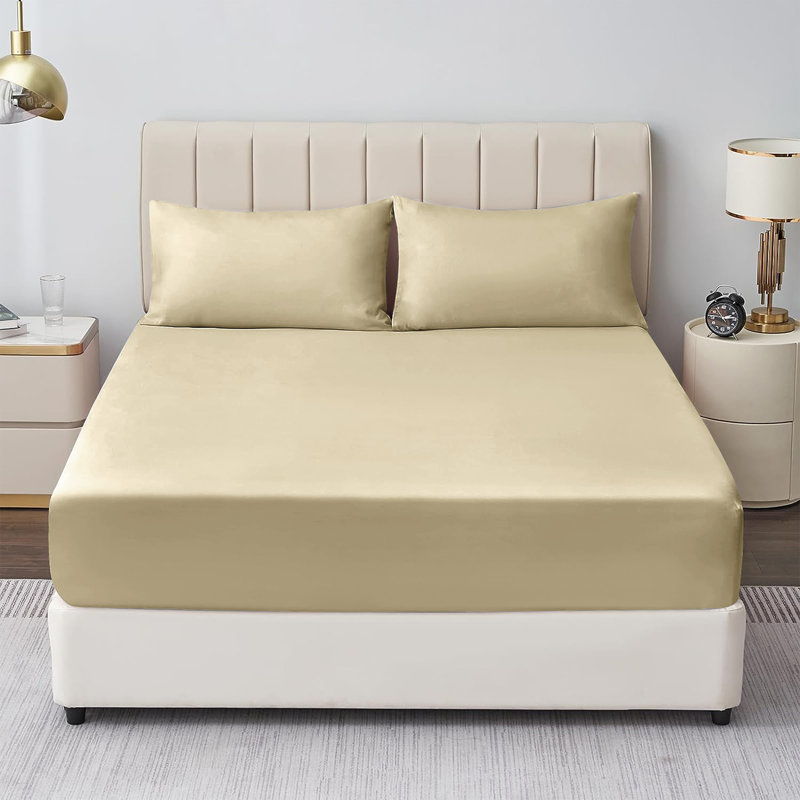 Mieasha Microfiber Plain Weave Fitted Sheet, Cream, Single (3')