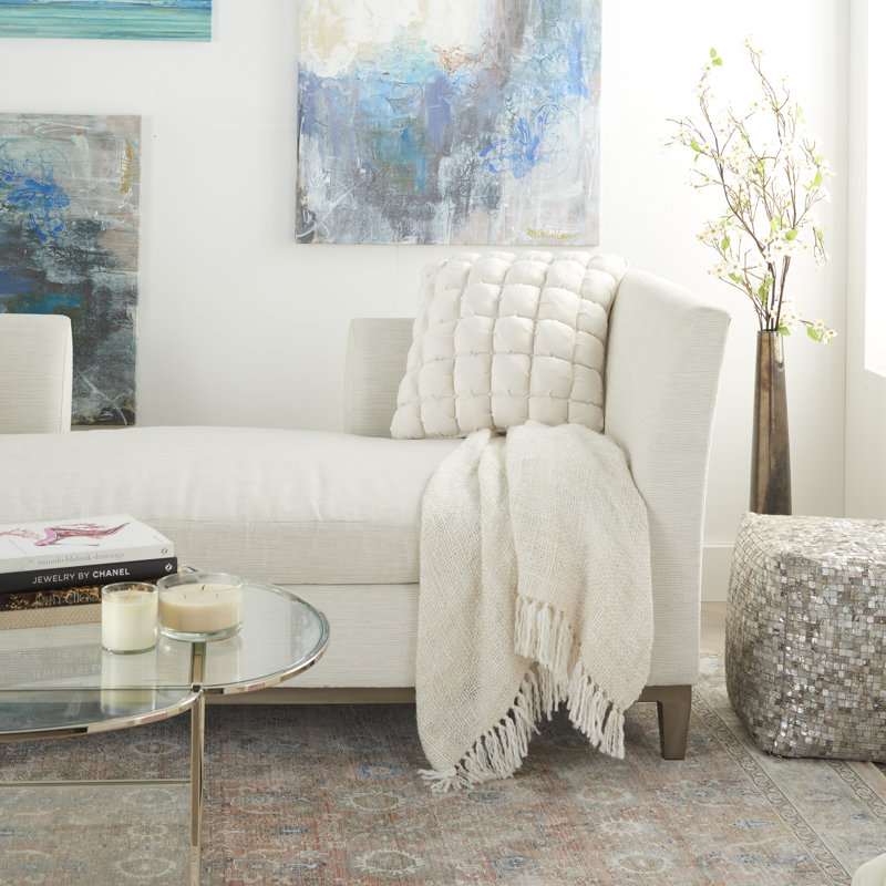  Housse de coussin carré et insert, Ivoire