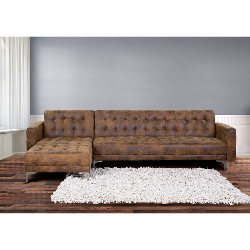 Delia 4 Seater Faux Leather Sofa Bed, Brown